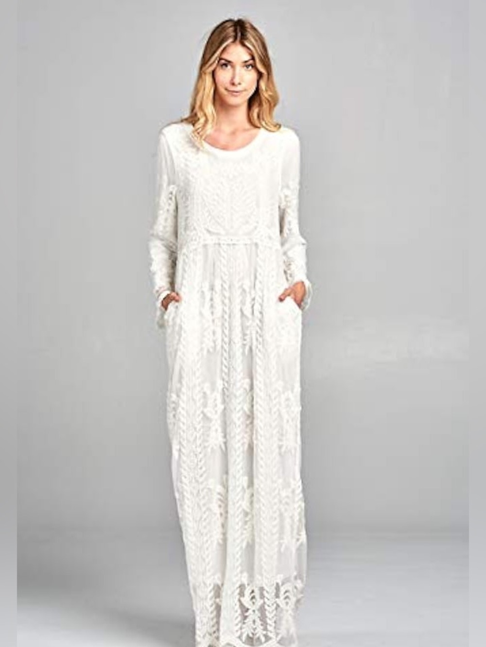 Misses Orange Creek   White Embroidered Maxi Dress Temple Wedding Dress